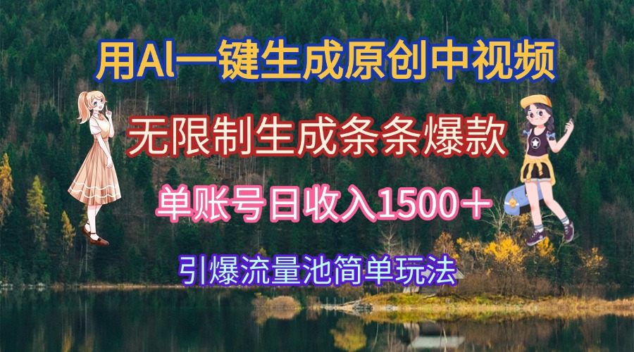 （15210期）用Al一键生成原创中视频，无限制生成条条爆款，单账号日收入1500＋引爆…汇创网-网创项目_汇创网_中创网_福缘网_冒泡网_网创项目平台汇创网