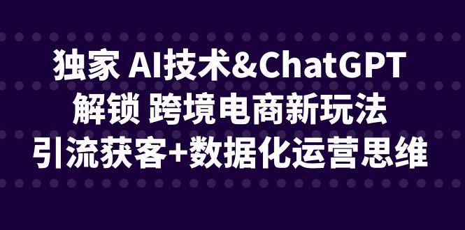 独家 AI技术&ChatGPT解锁 跨境电商新玩法，引流获客+数据化运营思维汇创网-网创项目_汇创网_中创网_福缘网_冒泡网_资源整合平台汇创网