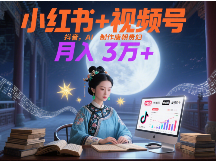 小红书+视频号+抖音，AI轻松制作唐朝贵妇IP，毒鸡汤、励志、减肥瘦身、养生赛道轻松切入，每天30分钟，轻松产出N条，月入3万+ 汇创网-网创项目_汇创网_中创网_福缘网_冒泡网_网创项目平台汇创网