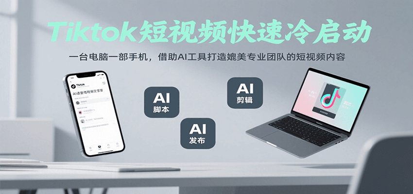 Tiktok短视频快速冷启动，一台电脑一部手机，借助AI工具打造媲美专业团队的短视频内容网创项目_汇创网_中创网_福缘网_冒泡网_资源整合平台汇创网