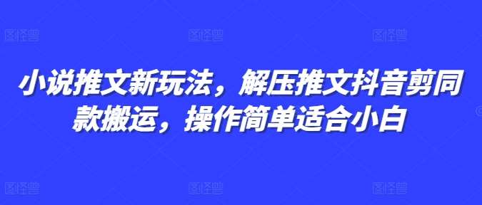 小说推文新玩法，解压推文抖音剪同款搬运，操作简单适合小白汇创网-网创项目_汇创网_中创网_福缘网_冒泡网_网创项目平台汇创网