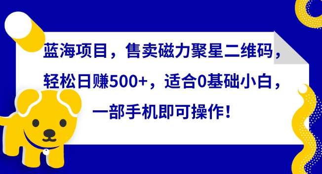 蓝海项目，售卖磁力聚星二维码，轻松日赚500+，适合0基础小白，一部手机即可操作【揭秘】汇创网-网创项目_汇创网_中创网_福缘网_冒泡网_资源整合平台汇创网