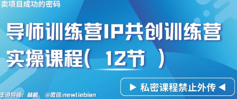 导师训练营3.0IP共创训练营私密实操课程（12节）-卖项目的密码成功秘诀【揭秘】汇创网-网创项目_汇创网_中创网_福缘网_冒泡网_资源整合平台汇创网