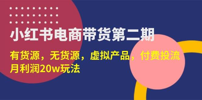 (14186期)小红书电商带货第二期,有货源,无货源,虚拟产品,付费投流,月利润20w汇创网-网创项目_汇创网_中创网_福缘网_冒泡网_网创项目平台汇创网
