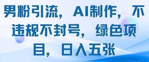 男粉引流，AI制作，不违规不封号，绿色项目，日入五张汇创网-网创项目_汇创网_中创网_福缘网_冒泡网_资源整合平台汇创网