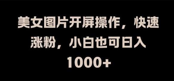 美女图片开屏操作，快速涨粉，小白也可日入1k【揭秘】汇创网-网创项目_汇创网_中创网_福缘网_冒泡网_网创项目平台汇创网