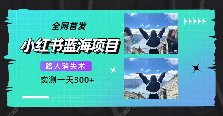 全网首发，小红书蓝海项目，路人消失术，实测一天300+（教程+工具）汇创网-网创项目_汇创网_中创网_福缘网_冒泡网_资源整合平台汇创网