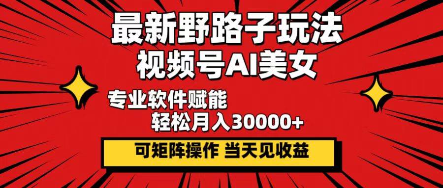 （12798期）最新野路子玩法，视频号AI美女，当天见收益，轻松月入30000＋汇创网-网创项目_汇创网_中创网_福缘网_冒泡网_资源整合平台汇创网