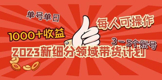 2023新细分领域带货计划：单号单日1000+收益不难，每人可操作3-5个账号汇创网-网创项目_汇创网_中创网_福缘网_冒泡网_资源整合平台汇创网