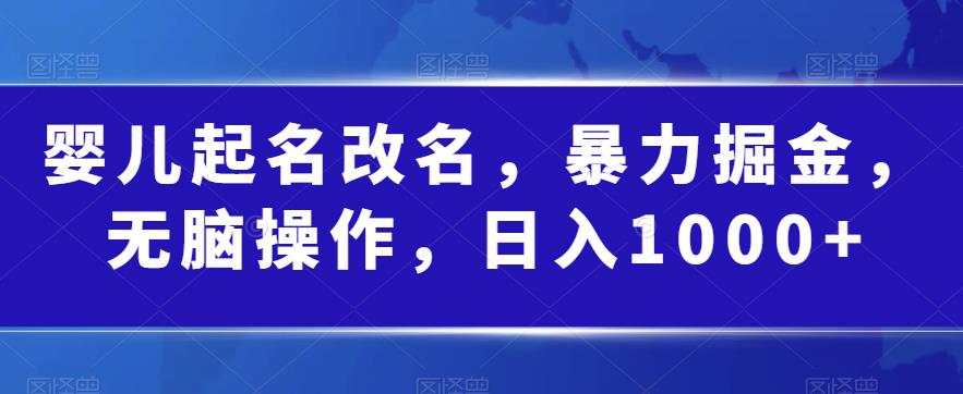 婴儿起名改名，暴力掘金，无脑操作，日入1000+【揭秘】汇创网-网创项目_汇创网_中创网_福缘网_冒泡网_资源整合平台汇创网