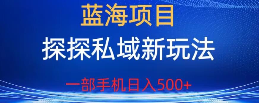 蓝海项目，探探私域新玩法，一部手机日入500+很轻松【揭秘】汇创网-网创项目_汇创网_中创网_福缘网_冒泡网_资源整合平台汇创网