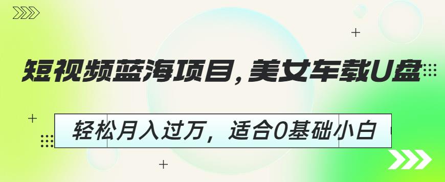 短视频蓝海项目，美女车载U盘，轻松月入过万，适合0基础小白【揭秘】网创项目_汇创网_中创网_福缘网_冒泡网_资源整合平台汇创网