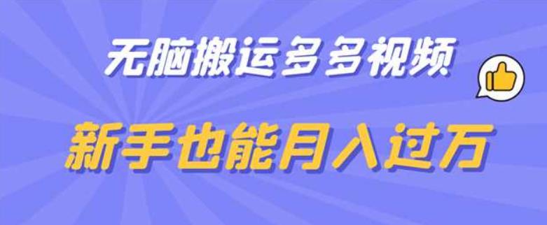 无脑搬运多多视频，新手也能月入过万【揭秘】汇创网-网创项目_汇创网_中创网_福缘网_冒泡网_资源整合平台汇创网