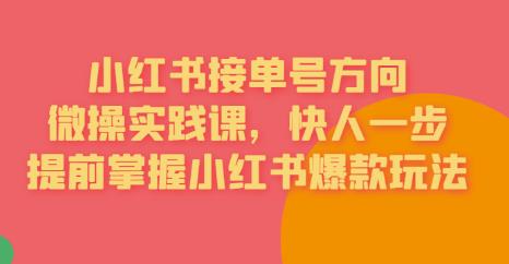 接单号方向·小红书微操实践课，快人一步，提前掌握小红书爆款玩法汇创网-网创项目_汇创网_中创网_福缘网_冒泡网_网创项目平台汇创网
