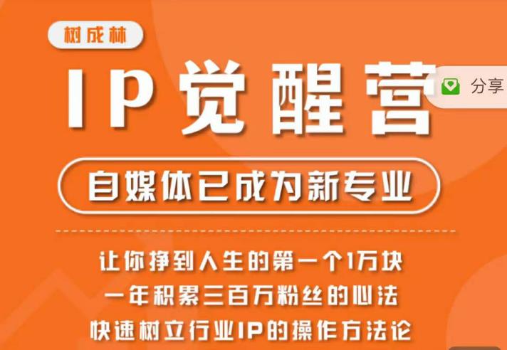 树成林·IP觉醒营，快速树立行业IP的操作方法论，让你赚到人生的第一个1万块（更新）网创项目_汇创网_中创网_福缘网_冒泡网_资源整合平台汇创网