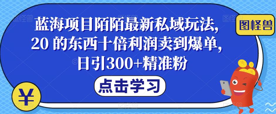 蓝海项目陌陌最新私域玩法，20 的东西十倍利润卖到爆单，日引300+精准粉【揭秘】汇创网-网创项目_汇创网_中创网_福缘网_冒泡网_网创项目平台汇创网