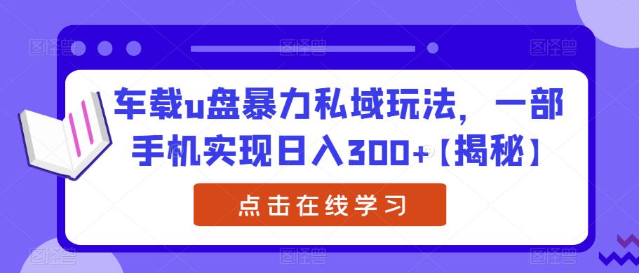 车载u盘暴力私域玩法，一部手机实现日入300+【揭秘】汇创网-网创项目_汇创网_中创网_福缘网_冒泡网_资源整合平台汇创网