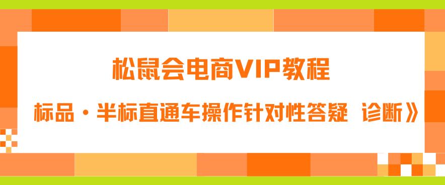 松鼠会电商VIP教程：松鼠《付费推广标品·半标直通车操作针对性答疑&诊断》汇创网-网创项目_汇创网_中创网_福缘网_冒泡网_资源整合平台汇创网