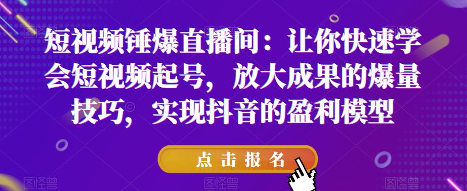 短视频锤爆直播间：让你快速学会短视频起号，放大成果的爆量技巧，实现抖音的盈利模型汇创网-网创项目_汇创网_中创网_福缘网_冒泡网_资源整合平台汇创网