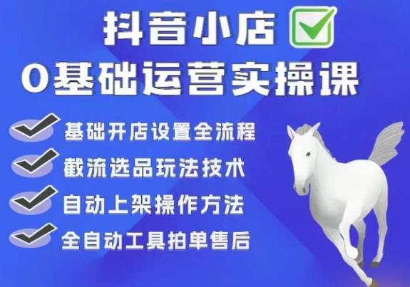 白马电商·0基础抖店运营实操课，基础开店设置全流程，截流选品玩法技术汇创网-网创项目_汇创网_中创网_福缘网_冒泡网_资源整合平台汇创网