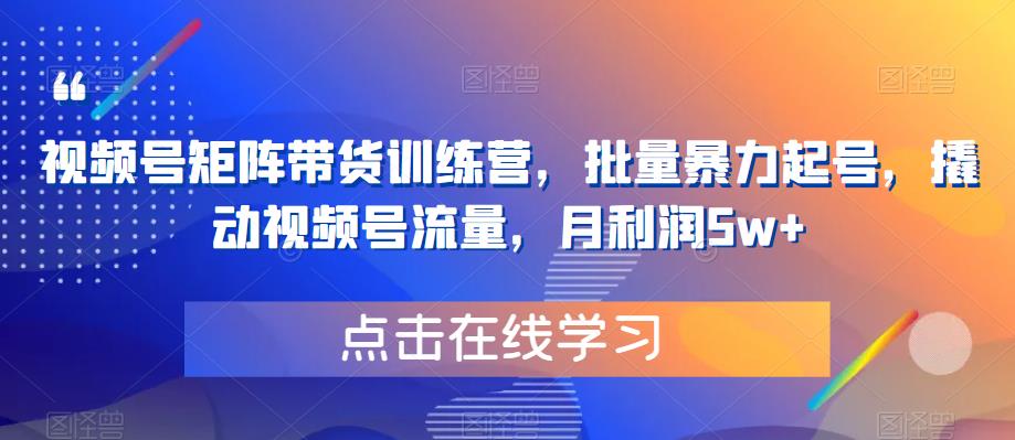 视频号矩阵带货训练营，批量暴力起号，撬动视频号流量，月利润5w+汇创网-网创项目_汇创网_中创网_福缘网_冒泡网_网创项目平台汇创网