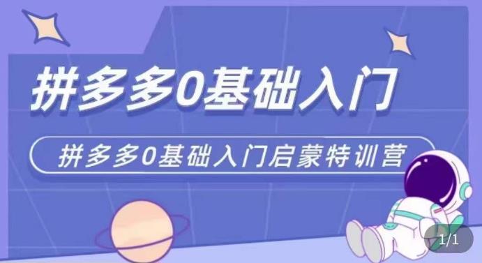 拼多多运营0-1实操特训营，拼多多0基础入门，从基础到进阶的可实操玩法汇创网-网创项目_汇创网_中创网_福缘网_冒泡网_资源整合平台汇创网