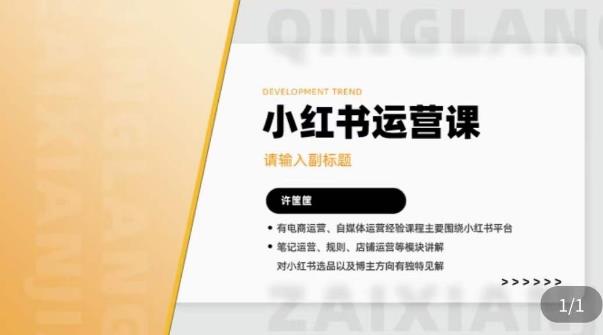许筐筺·小红书运营课，​笔记运营、规则、店铺运营等模块讲解，学会自己独立运营小红书账号汇创网-网创项目_汇创网_中创网_福缘网_冒泡网_资源整合平台汇创网
