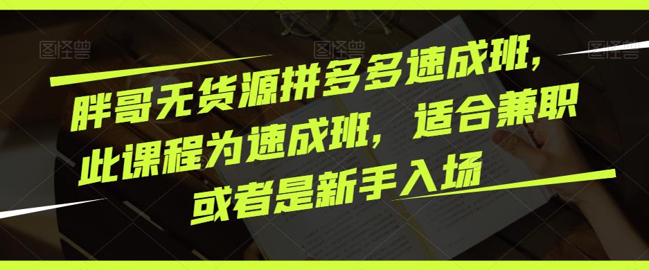 胖哥无货源拼多多速成班，此课程为速成班，适合兼职或者是新手入场汇创网-网创项目_汇创网_中创网_福缘网_冒泡网_资源整合平台汇创网