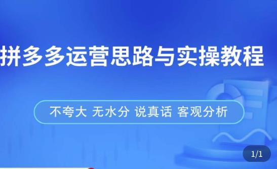 拼多多店铺运营思路与实操教程，快速学会拼多多开店和运营，少踩坑，多盈利汇创网-网创项目_汇创网_中创网_福缘网_冒泡网_资源整合平台汇创网