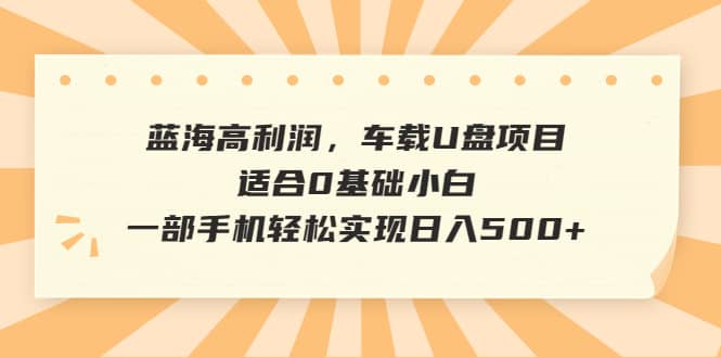 蓝海高利润，车载U盘项目，适合0基础小白，一部手机轻松实现日入500+网创项目_汇创网_中创网_福缘网_冒泡网_资源整合平台汇创网