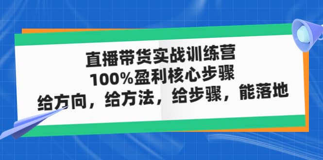 直播带货实战训练营：100%盈利核心步骤，给方向，给方法，给步骤，能落地汇创网-网创项目_汇创网_中创网_福缘网_冒泡网_网创项目平台汇创网