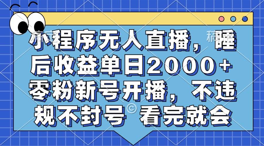 （13251期）小程序无人直播，睡后收益单日2000+ 零粉新号开播，不违规不封号 看完就会汇创网-网创项目_汇创网_中创网_福缘网_冒泡网_资源整合平台汇创网