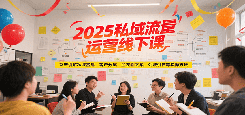 2025私域流量运营线下课，系统讲解私域基建/客户分层/朋友圈文案/公域引流等实操方法汇创网-网创项目_汇创网_中创网_福缘网_冒泡网_资源整合平台汇创网