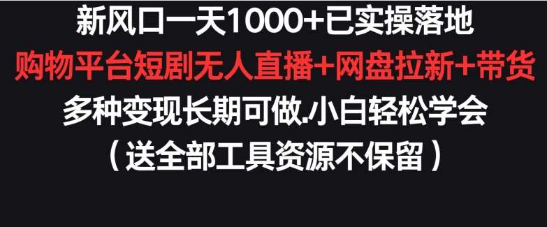 新风口一天1000+已实操落地购物平台短剧无人直播+网盘拉新+带货多种变现长期可做【揭秘】汇创网-网创项目_汇创网_中创网_福缘网_冒泡网_网创项目平台汇创网