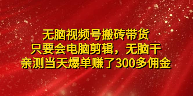 无脑视频号搬砖带货，只要会电脑剪辑，无脑干汇创网-网创项目_汇创网_中创网_福缘网_冒泡网_资源整合平台汇创网