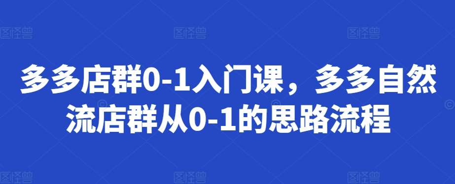 多多店群0-1入门课，多多自然流店群从0-1的思路流程汇创网-网创项目_汇创网_中创网_福缘网_冒泡网_网创项目平台汇创网