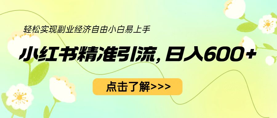 小红书精准引流，小白日入600+，轻松实现副业经济自由（教程+1153G资源）网创项目_汇创网_中创网_福缘网_冒泡网_资源整合平台汇创网