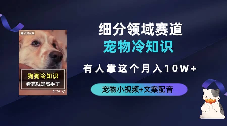 不起眼的抖音细分赛道-宠物冷知识，一段宠物视频配文案，有人靠这个月入10w汇创网-网创项目_汇创网_中创网_福缘网_冒泡网_资源整合平台汇创网