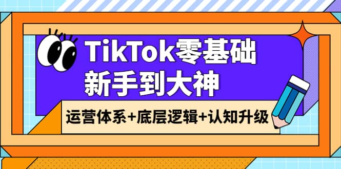 TikTok零基础新手到大神：运营体系+底层逻辑+认知升级（9节系列课）汇创网-网创项目_汇创网_中创网_福缘网_冒泡网_资源整合平台汇创网