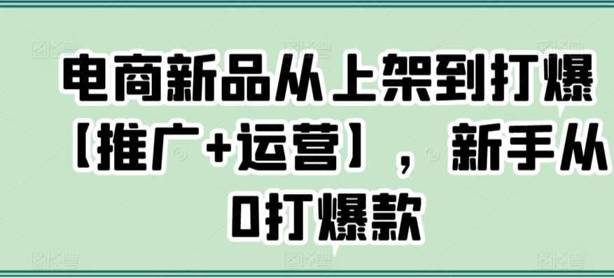 电商新品从上架到打爆【推广+运营】，新手从0打爆款汇创网-网创项目_汇创网_中创网_福缘网_冒泡网_资源整合平台汇创网