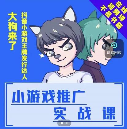 大狗来了：小游戏推广实战课，带你搭建一个游戏推广变现账号汇创网-网创项目_汇创网_中创网_福缘网_冒泡网_资源整合平台汇创网