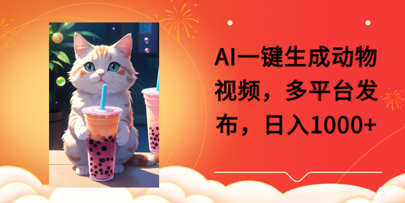 AI一键生成动物搞笑视频，多平台发布，轻松破千万播放，日入2000+汇创网-网创项目_汇创网_中创网_福缘网_冒泡网_资源整合平台汇创网