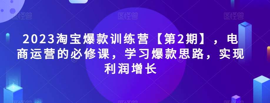 2023淘宝爆款训练营【第2期】，电商运营的必修课，学习爆款思路，实现利润增长汇创网-网创项目_汇创网_中创网_福缘网_冒泡网_资源整合平台汇创网
