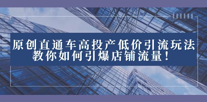 （8197期）2023直通车高投产低价引流玩法，教你如何引爆店铺流量！汇创网-网创项目_汇创网_中创网_福缘网_冒泡网_资源整合平台汇创网