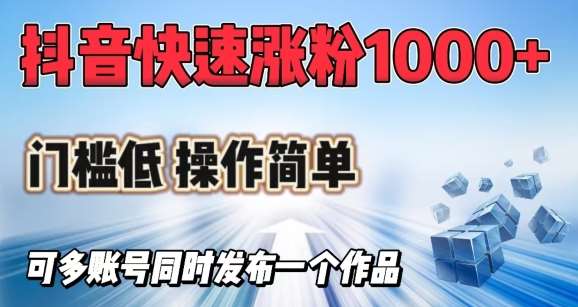 抖音快速涨1000+粉，门槛低操作简单，可多账号同时发布一个作品汇创网-网创项目_汇创网_中创网_福缘网_冒泡网_资源整合平台汇创网