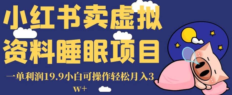 小红书卖虚拟资料睡眠项目，一单利润19.9小白可操作轻松月入3w+【揭秘】汇创网-网创项目_汇创网_中创网_福缘网_冒泡网_网创项目平台汇创网