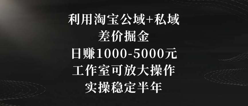 利用淘宝公域+私域差价掘金，日赚1000-5000元，工作室可放大操作，实操稳定半年【揭秘】汇创网-网创项目_汇创网_中创网_福缘网_冒泡网_网创项目平台汇创网