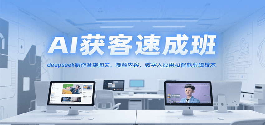 AI获客速成班，deepseek制作各类图文、视频内容，数字人应用和智能剪辑技术汇创网-网创项目_汇创网_中创网_福缘网_冒泡网_资源整合平台汇创网