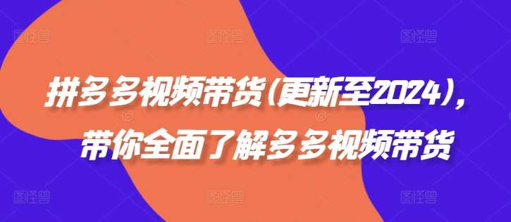 拼多多视频带货(更新至2024)，带你全面了解多多视频带货汇创网-网创项目_汇创网_中创网_福缘网_冒泡网_资源整合平台汇创网