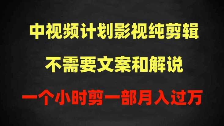 中视频计划影视纯剪辑，不需要文案和解说，一个小时剪一部，100%过原创月入过万【揭秘】汇创网-网创项目_汇创网_中创网_福缘网_冒泡网_资源整合平台汇创网